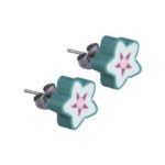Inoplus Υποαλλεργικά Σκουλαρίκια Λουλούδι Πράσινο 2 τεμ