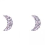 Medisei Dalee Jewels Earrings Crescent Studs Υποαλλεργικά Σκουλαρίκια από Ασήμι 925 με Ρόδιο Μισοφέγγαρο Ζιργκόν (REF:05415), 1 Ζευγάρι