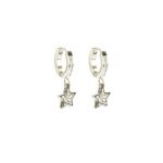 InoPlus Borghetti Pharma 0789 Hoop Pendete Stella Strass Υποαλλεργικά Σκουλαρίκια Κρίκοι Ασημένιοι Mε Αστέρι 1 ζευγάρι