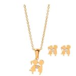 Dalee Stainless Steel Kissing Couple Σετ Κολιέ & Σκουλαρίκια (REF05438)