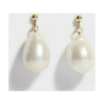 Medisei Γυναικεία Σκουλαρίκια Πέρλες Κρεμαστά από Ασήμι Επιχρυσωμένα Με Πέτρες