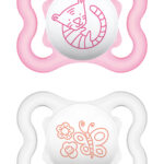 Mam Ορθοδοντικές Πιπίλες Σιλικόνης για 2-6 μηνών Air Τίγρης - Πεταλούδα Ροζ - Λευκό 2τμχ