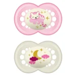 MAM - Ορθοδοντική Πιπίλα Σιλικόνης Night (16m+) Λάμπει στο Σκοτάδι - 2τμχ