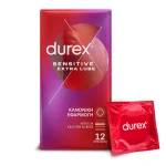 Durex Sensitive Extra Lube για Κανονική Εφαρμογή 12 τεμάχια