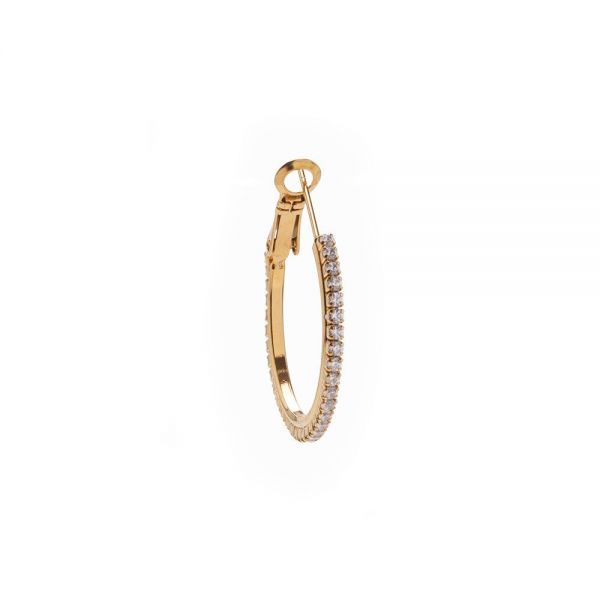 σκουλαρικι 1021 Borghetti Pharma Stainless Steel Σκουλαρίκια Κρίκοι Χρυσοί με Στρασάκια, 1 ζευγάρι - Image 1