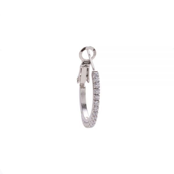 σκουλαρικι ασημι 1022 Borghetti Pharma Stainless Steel Σκουλαρίκια Κρίκοι Ασημί με Στρασάκια, 1 ζευγάρι - Image 1