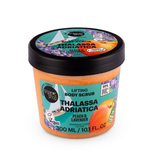 natura siberica scrub thalassa adriatica 1 Natura Siberica Thalassa Adriatica Body Scrub Lifting Απολεπιστικό Σώματος με Ροδάκινο & Λεβάντα, 300ml - Image 1