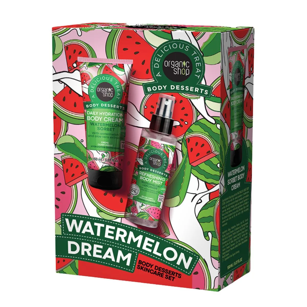 natura siberica watermelon set 1 Natura Siberica Organic Shop Watermelon Dream Body Desserts Skincare Set Refreshing Body Mist 200 ml + Sorbet Body Cream 150 ml - Image 1